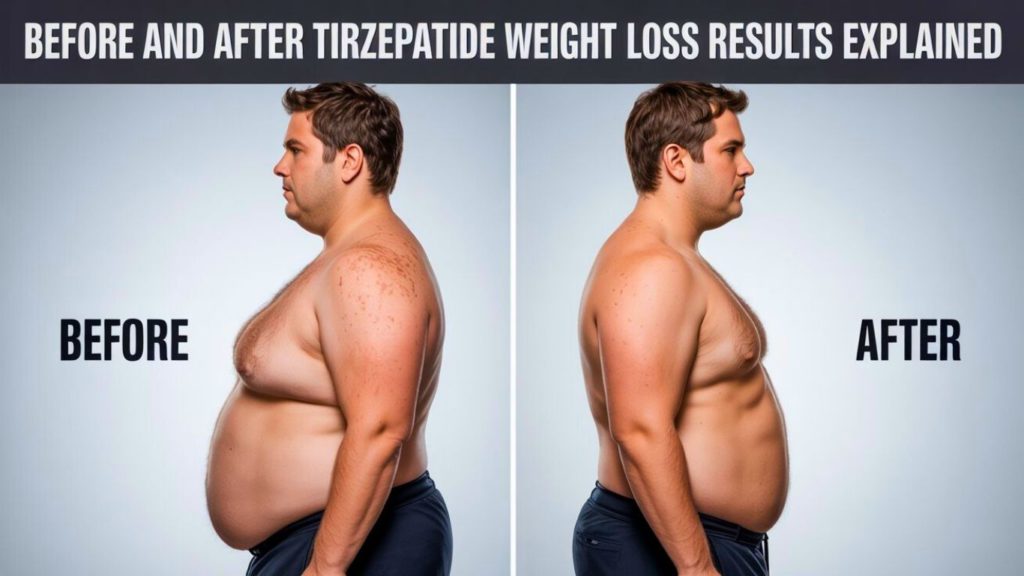 Before and after tirzepatide weight loss results